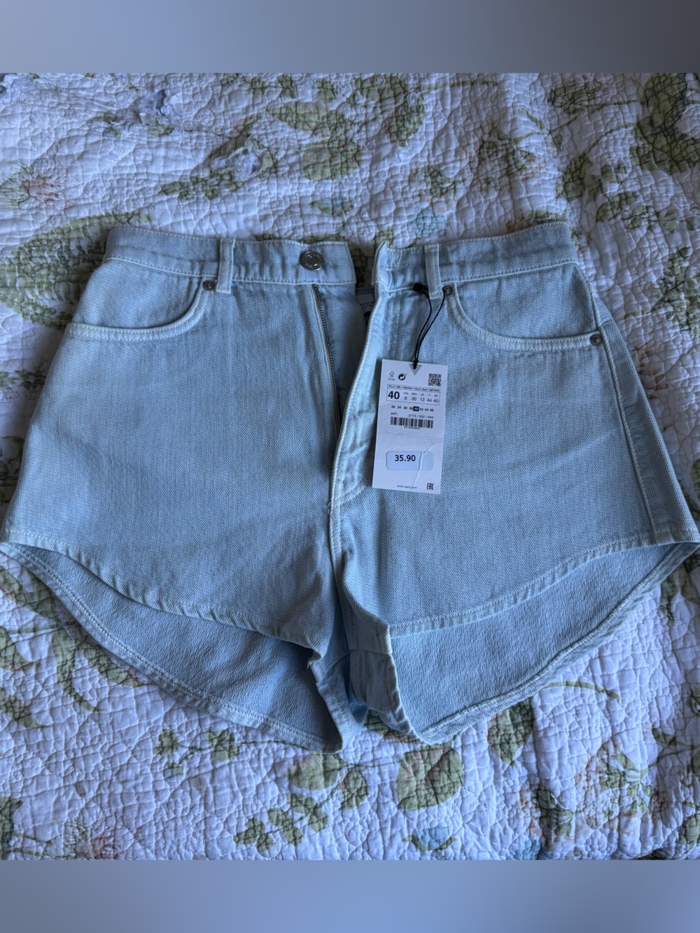 Zara Faded Light Blue Denim Shorts